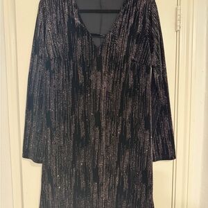 Adrienne Black and Silver Long Sleeve Dress